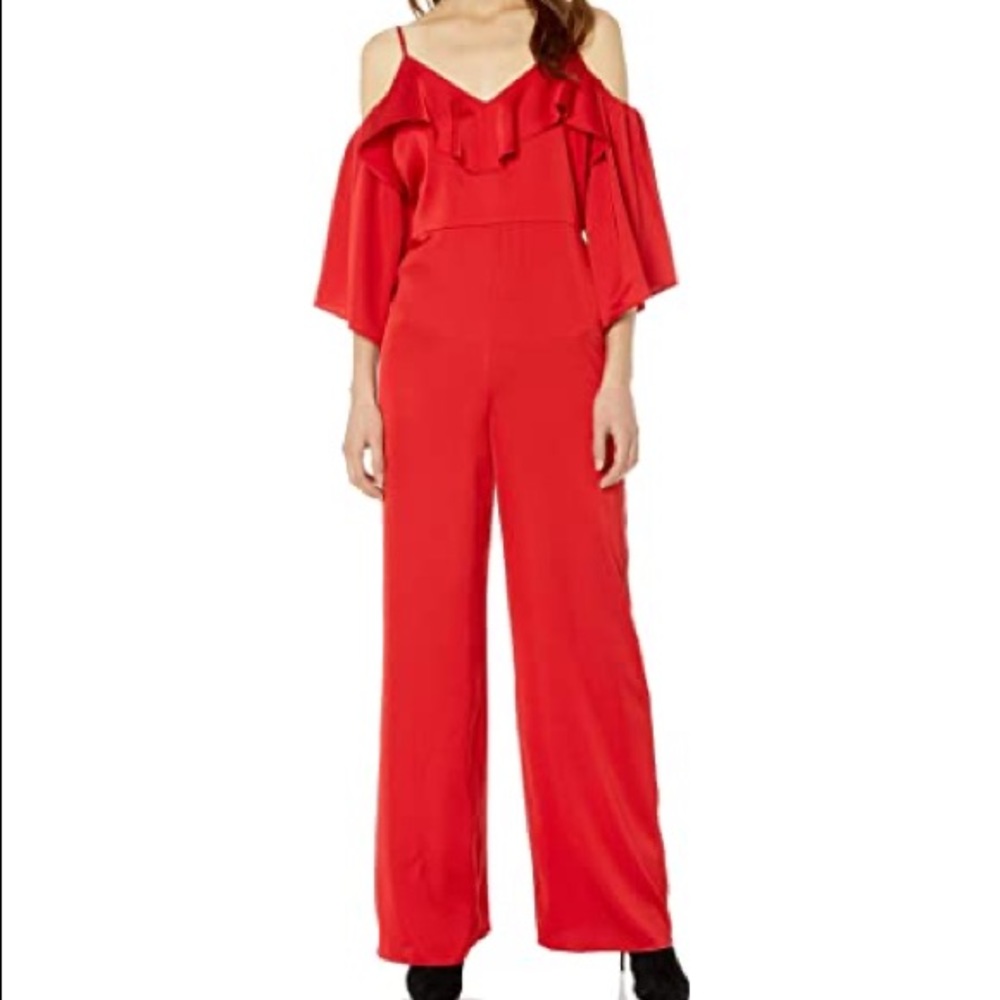 Women's Guess Red Off The Shoulder Andie Jumpsuit